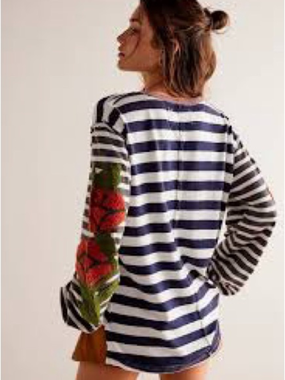 We the Free, Free People Rose Stem Tee oversized, striped, sweater. Boho Small - Picture 2 of 13